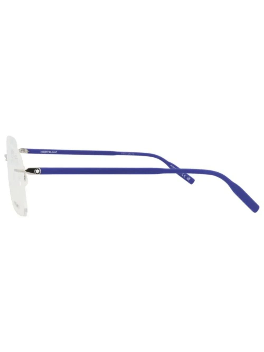 New Montblanc Women's Eyeglasses Square Rectangle Metal Frame Mens Silver Blue